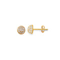 14K Yellow Gold Cluster CZ Push Back Earring