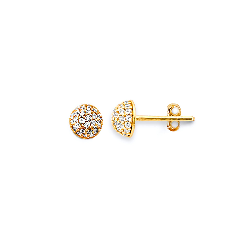 14K Yellow Gold Cluster CZ Push Back Earring