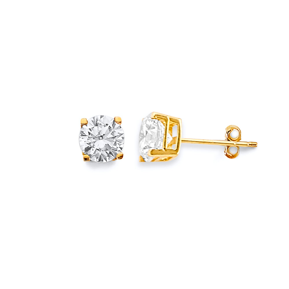 14K Yellow Gold Fancy Square Basket 6.5 mm Stud Earring