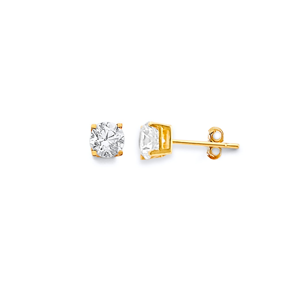 14K Yellow Gold Fancy Square Basket 5 mm Stud Earring