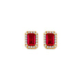 14K Yellow Gold Emerald Cut Red CZ Push Back Ear