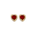 14K Yellow Gold Heart Shape Red CZ Push Back Ear