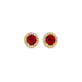 14K Yellow Gold Round Red CZ Push Back Earring