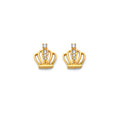 14K Yellow Gold Crown CZ Push Back Earring