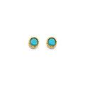 14K Yellow Gold Round Turquoise Push Back Earring