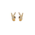 14K Yellow Gold CZ Rabbit Push Back Earring