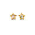 14K Yellow Gold CZ Star Push Back Earring