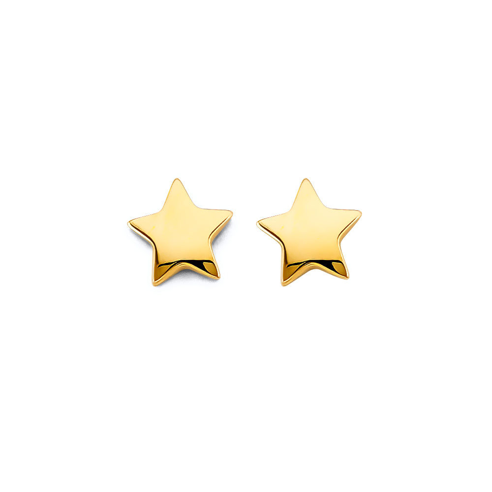 14K Yellow Gold Star Push Back Eariing