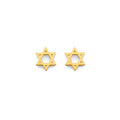 14K Yellow Gold Star Of David Push Back Earring