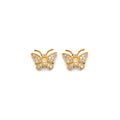 14K Yellow Gold CZ Butterfly Push Back Earring