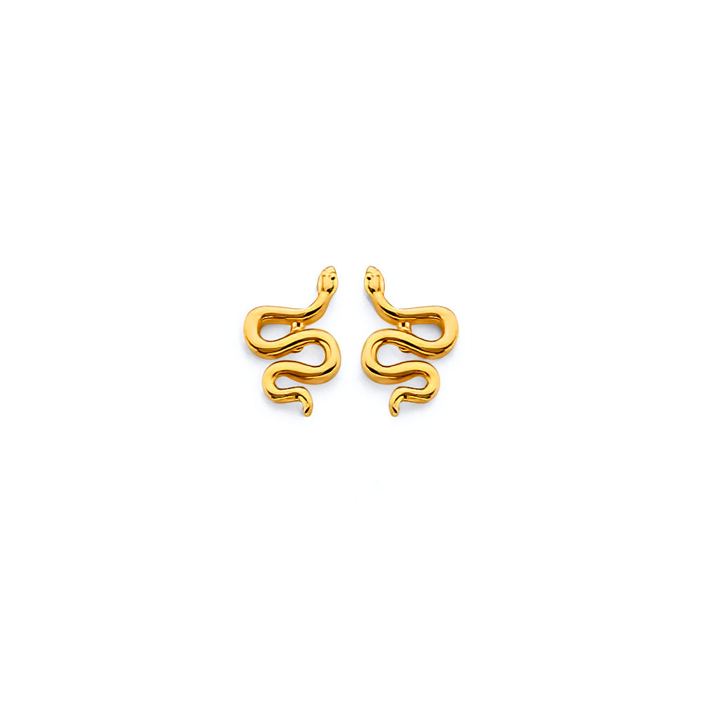 14K Yellow Gold CZ Snake Push Back Earring