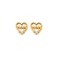 14K Yellow Gold CZ Heart-Mom Push Back Earring