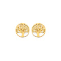 14K Yellow Gold Tree Of Life Push Back Earring