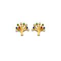 14K Yellow Gold CZ Tree Of Life Push Back Earring
