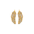 14K Yellow Gold CZ Feather Push Back Earring
