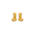 14K Yellow Gold Cat Push Back Earring