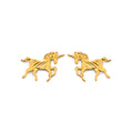 14K Yellow Gold Horse Push Back Earring