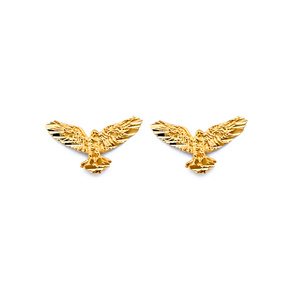 14K Yellow Gold Eagle Push Back Earring
