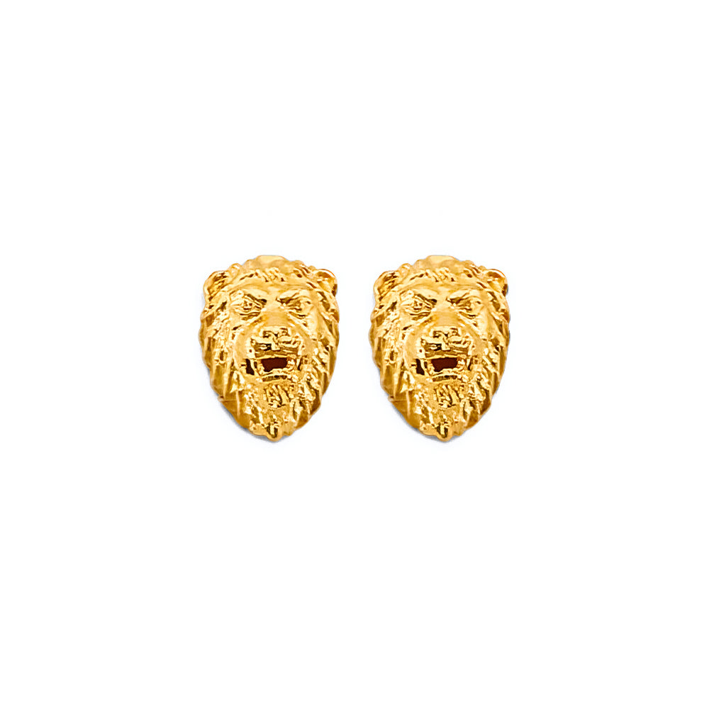 14K Yellow Gold Lion Push Back Earring