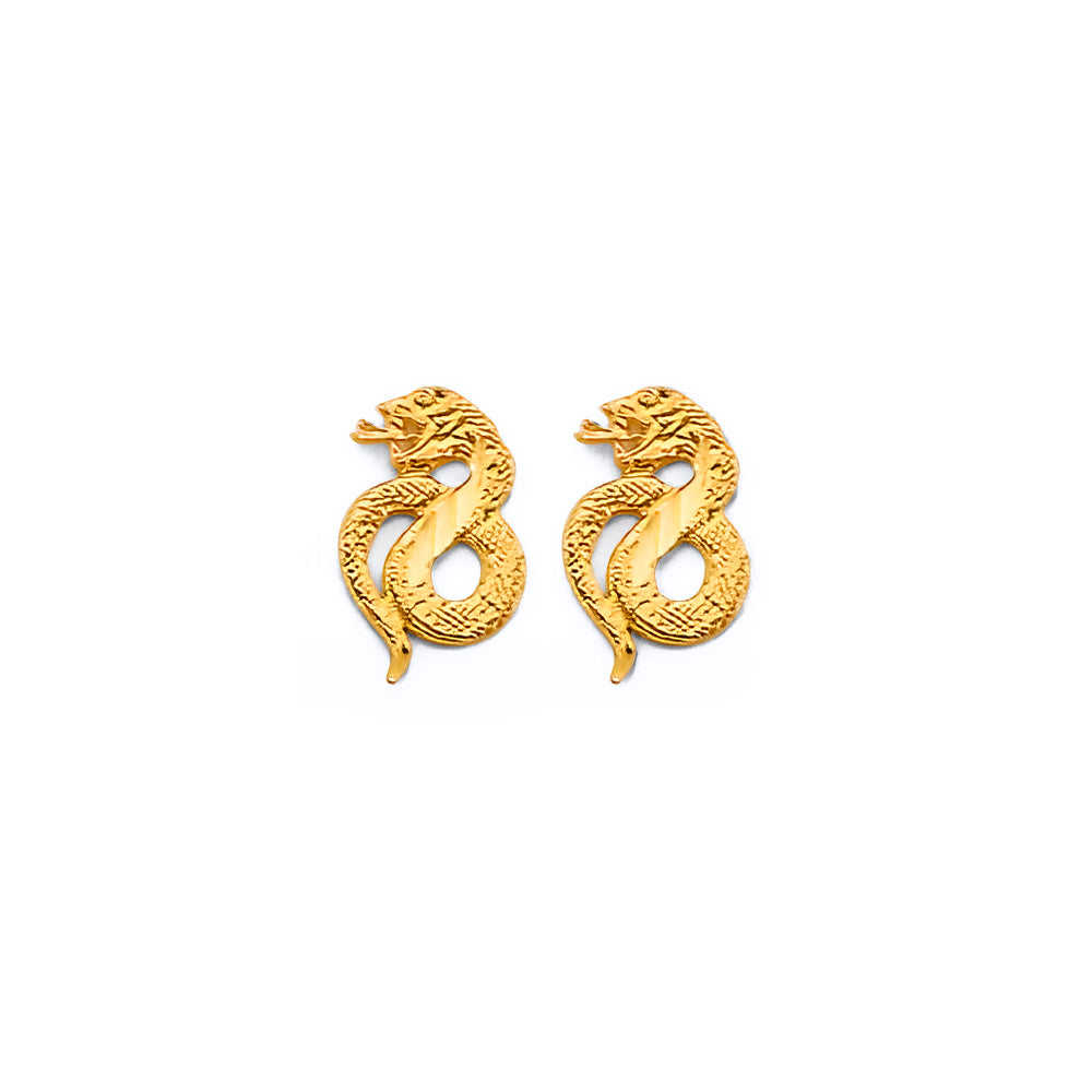 14K Yellow Gold Snake Push Back Earring
