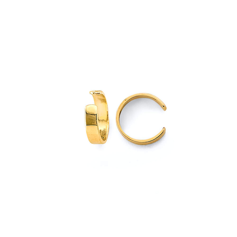 14K Yellow Gold Plain Earrings Cuff (Single Piece)
