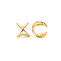 14K Yellow Gold X Earrings Cuff (Single Piece)