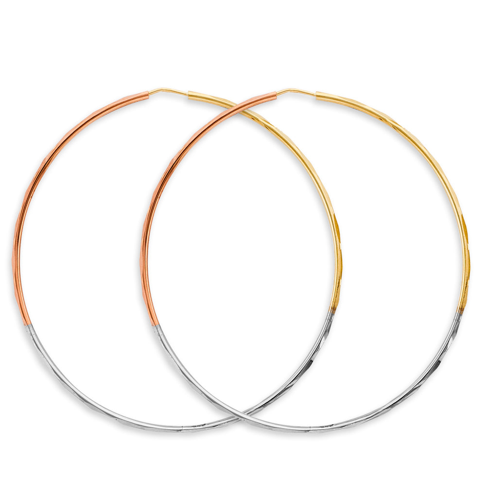 14K Yellow White Rose Gold 1.5 mm Faceted Round Hoop