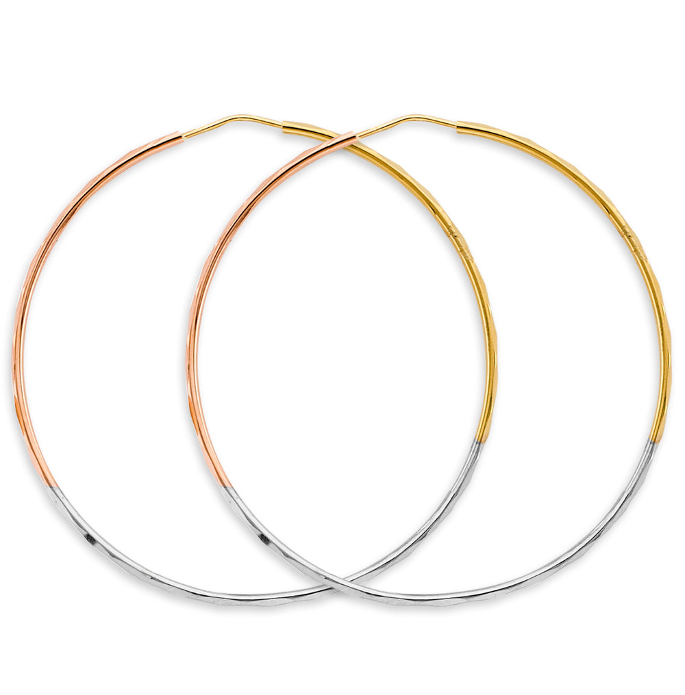 14K Yellow White Rose Gold 1.5 mm Faceted Round Hoop