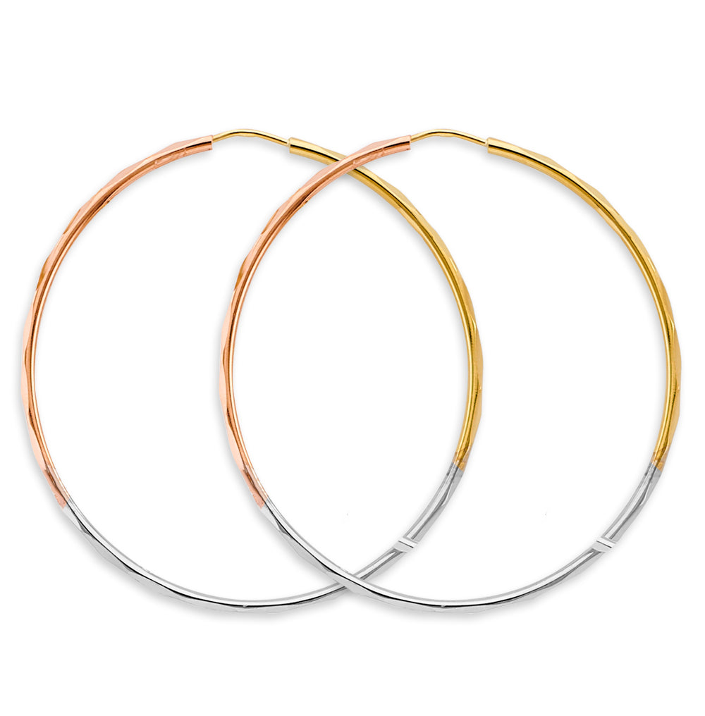 14K Yellow White Rose Gold 1.5 mm Faceted Round Hoop