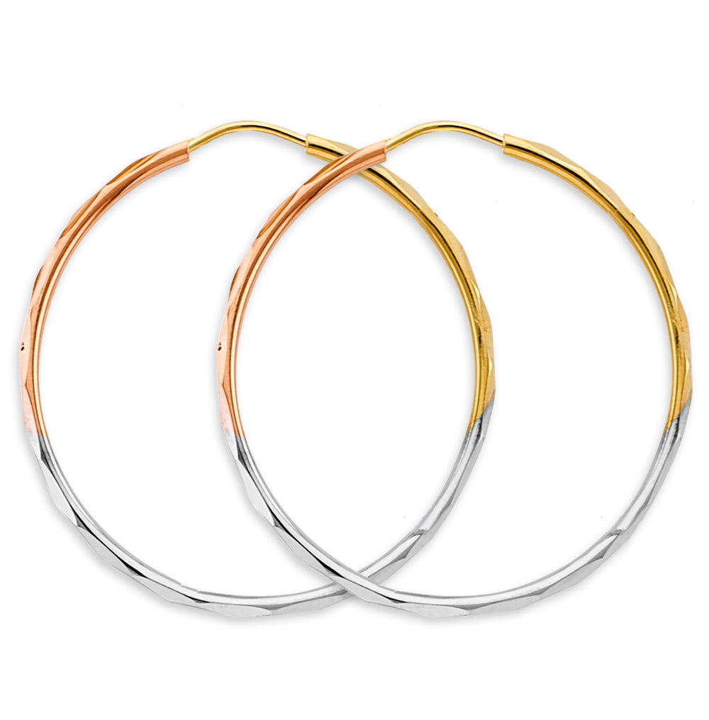 14K Yellow White Rose Gold 1.5 mm Faceted Round Hoop