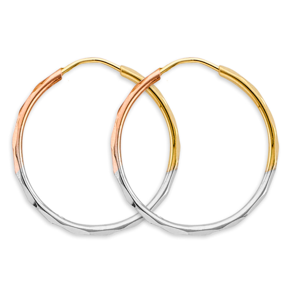 14K Yellow White Rose Gold 1.5 mm Faceted Round Hoop