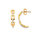 14K Yellow Gold CZ Link Style Push Back Earring