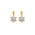 14K Yellow Gold CZ Hanging Star Push Back Earring