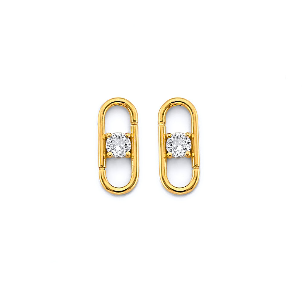 14K Yellow Gold CZ Push Back Earring