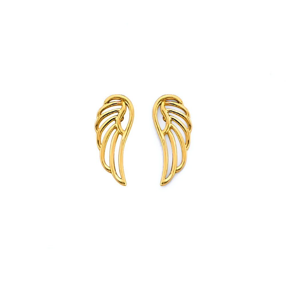 14K Yellow Gold Wing Push Back Earring