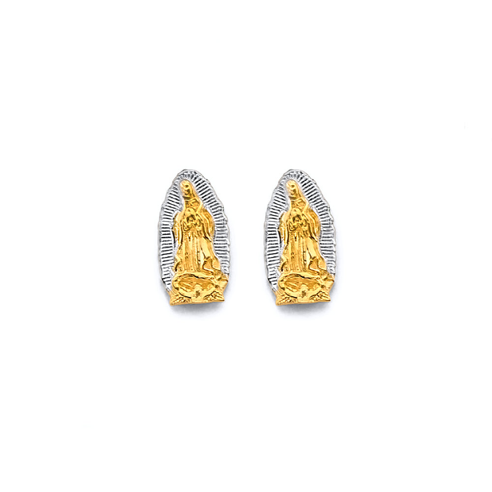 14K Two Tone Gold Guadalupe Push Back Earring