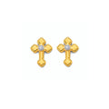 14K Yellow Gold CZ Cross Push Back Earring