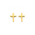 14K Yellow Gold Plain Cross Push Back Earring