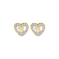 14K Yellow Gold CZ Heart 15 Years Push Back Earring