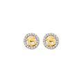 14K Yellow Gold CZ Round 15 Years Push Back Earring