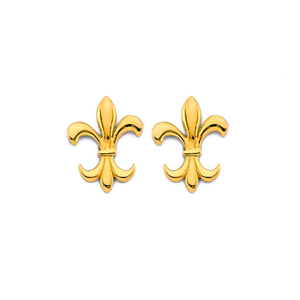 14K Yellow Gold Fleur-De-Lis Push Back Earring