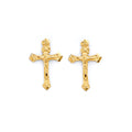 14K Yellow Gold Crucifix Push Back Earring