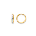 14K Yellow Gold Side Diamond Cut CZ Huggies Earring
