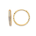 14K Yellow Gold Side Diamond Cut CZ Huggies Earring