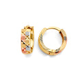 14K Yellow White Rose Gold Diamond Cut Huggies Earring