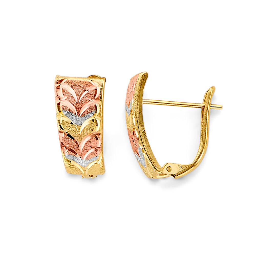 14K Yellow White Rose Gold Half Huggies Earring