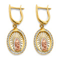 14K Yellow White Rose Gold CZ Guadalupe Huggies Earring