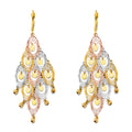 14K Yellow White Rose Gold Diamond Cut Chandelier Hang Earring