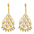 14K Yellow Gold Diamond Cut Chandelier Hang Earring