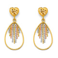 14K Yellow White Rose Gold Diamond Cut Chandelier Hang Earring